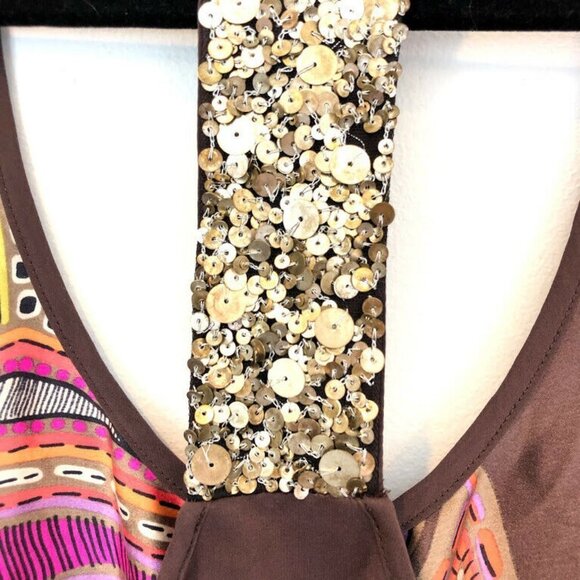 Alice & Trixie XS Silk Brown Floral Racerback Tank - Picture 6 of 6